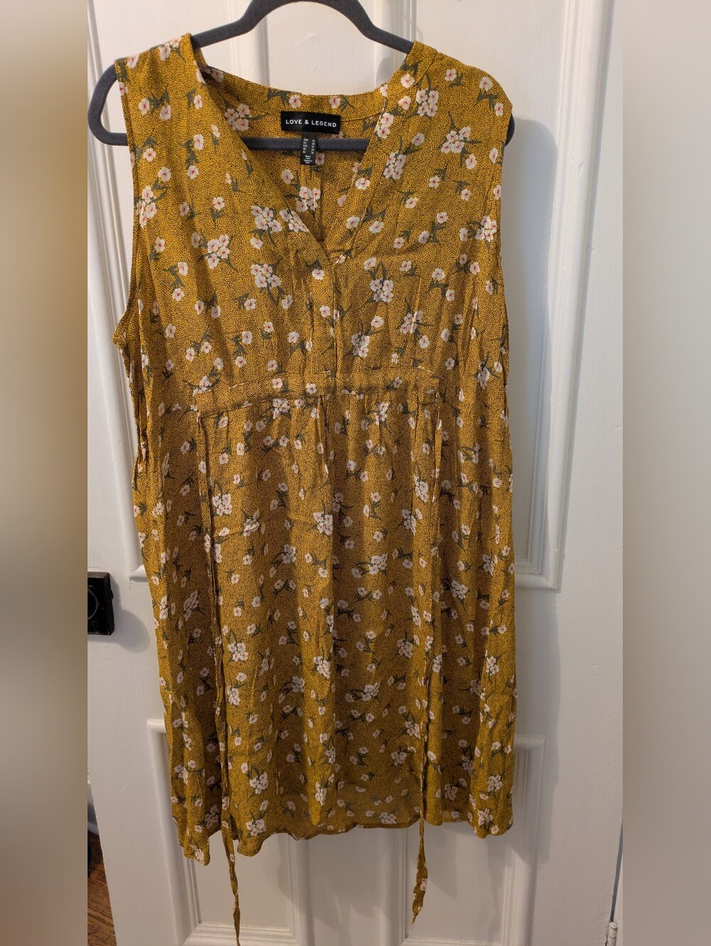 Love & Legend Mustard Floral V-Neck Sleeveless Dress